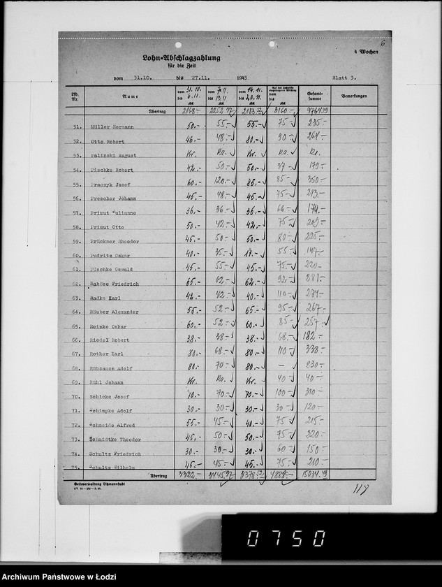 Obraz 10 z jednostki "Abschlag-Listen"
