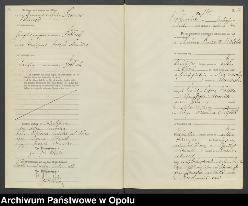 image.from.unit.number "Urząd Stanu Cywilnego Kochaniec Księga małżeństw rok 1883-85"
