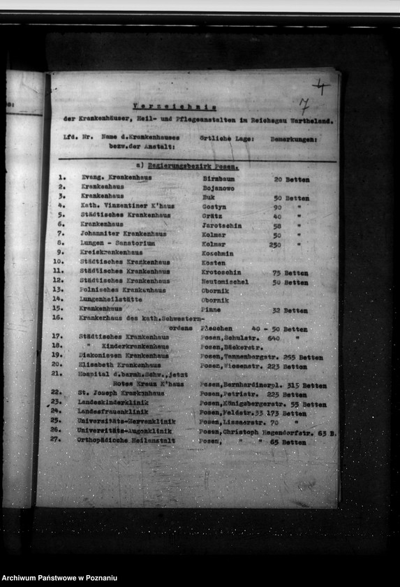 Obraz 11 z jednostki "Verzeichnis der Krankenhäuser, Heil- und Pflegeanstalten im Reichsgau Wartheland"