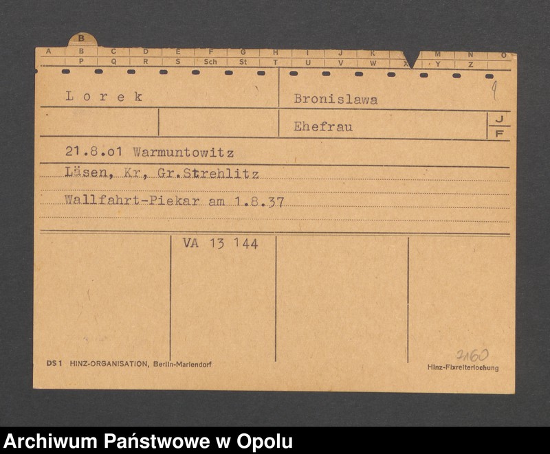 Obraz 3 z jednostki "[Lorek Bronislawa, ur. 21.08.1901 r. Warmuntowitz]"