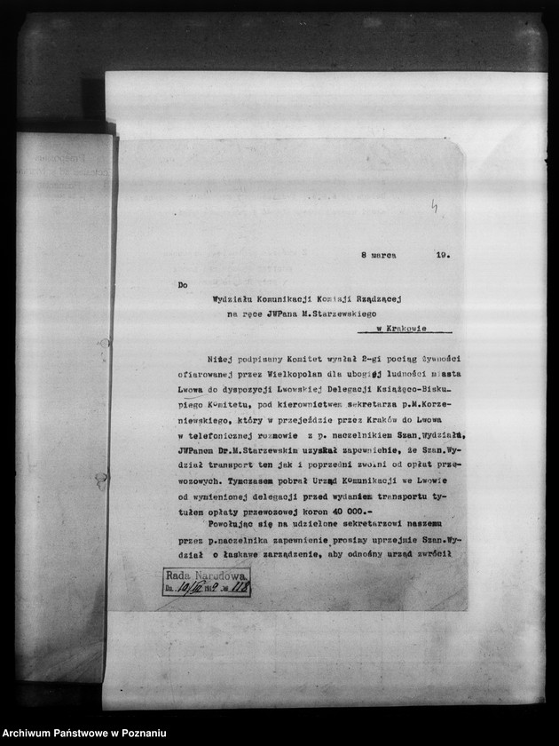 image.from.unit.number "Komitet Pomocy dla Lwowa i Wilna przy Radzie Narodowej w Poznaniu - korespondencja."