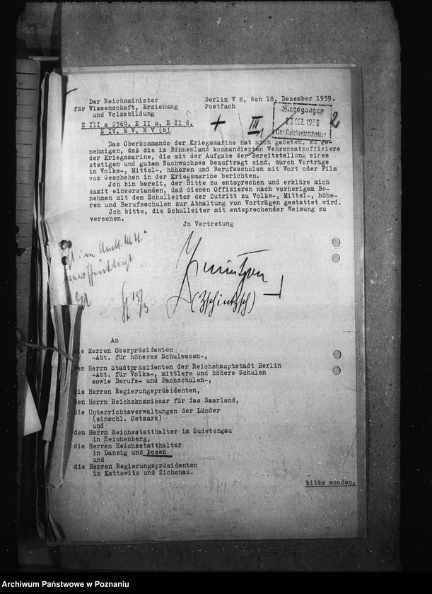 Obraz 6 z jednostki "Aufnahme der Schüler in die Oberschulen. Einsatz der Schüler in die Wehrmacht. Kinderlandverschicken. Auslese der Schülern."