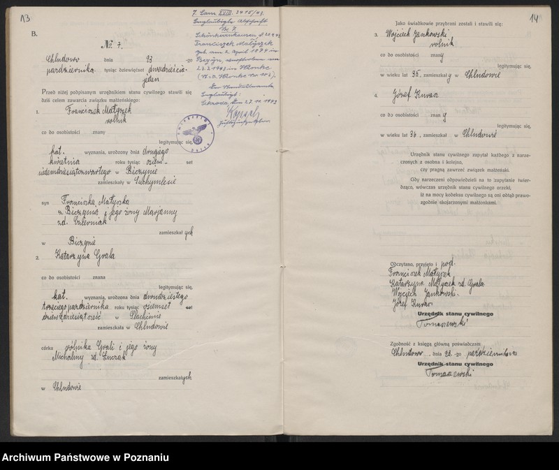 Obraz 9 z jednostki "Rejestr poboczny małżeństw"