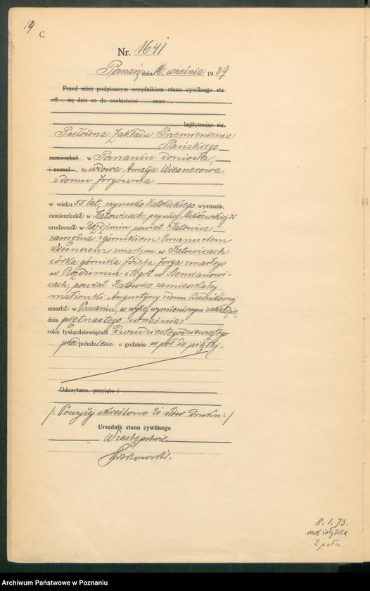 Obraz 16 z jednostki "Księga miejscowa zgonów tom IV [Rejestr główny zgonów]"