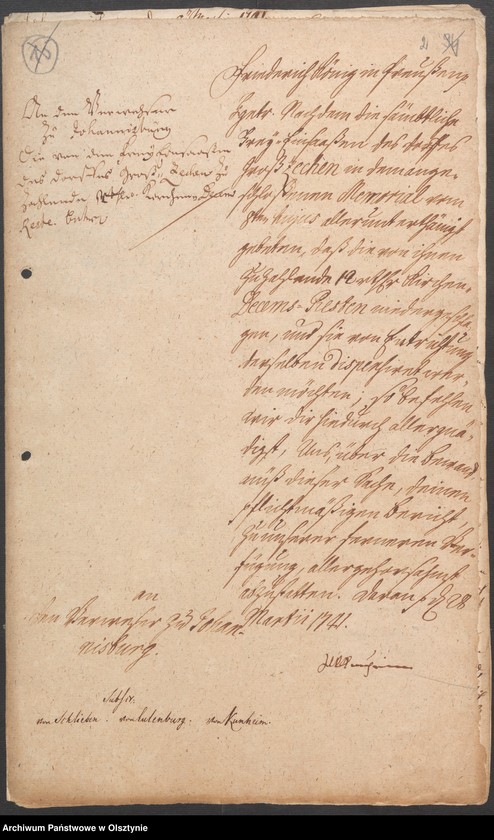 image.from.unit.number "In S. [Sachen] der Freyen von Groß-Zechen [Szczechy Wielkie] wegen restirenden Decems"