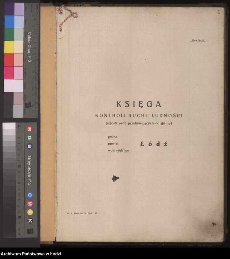 Obraz 4 z jednostki "Księga kontroli ruchu ludności (rejestr osób przybywających do gminy) Łódź, zespół VII, lit. S, ks. 1"
