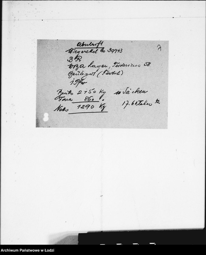 Obraz 10 z jednostki "Judenlieferscheine über ausgelieferte Trennarbeiten"