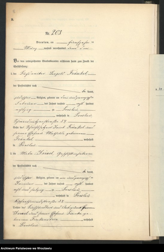 image.from.unit.number "Heiraths-Neben-Register Breslau I 1903 Band 2"