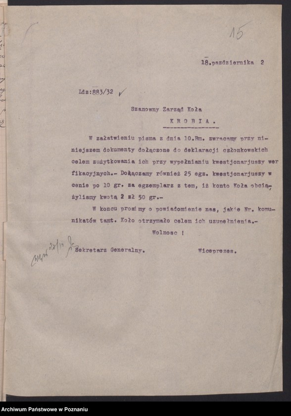Obraz 20 z jednostki "Akta Koła Obrońców Lwowa i Małopolski Wsch. w Poznaniu."