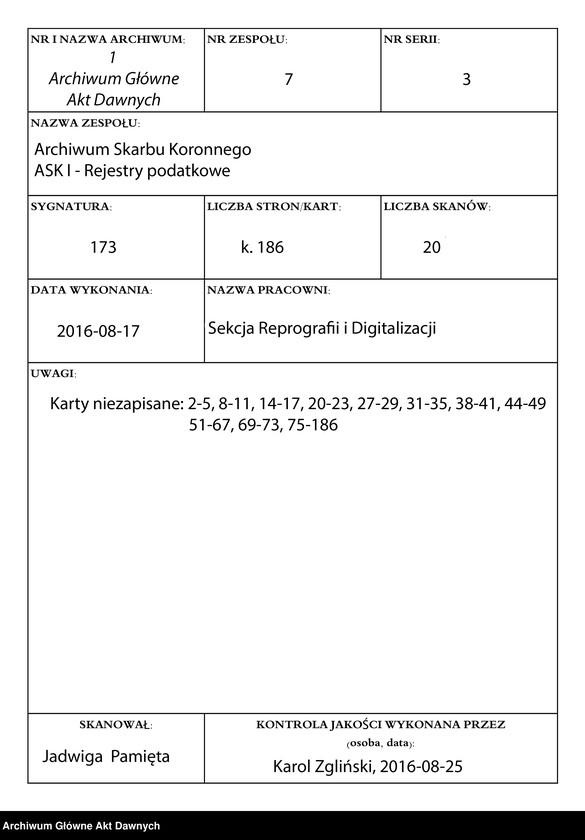 image.from.unit.number "Księga wpłat do kasy generalnej Skarbu Koronnego."