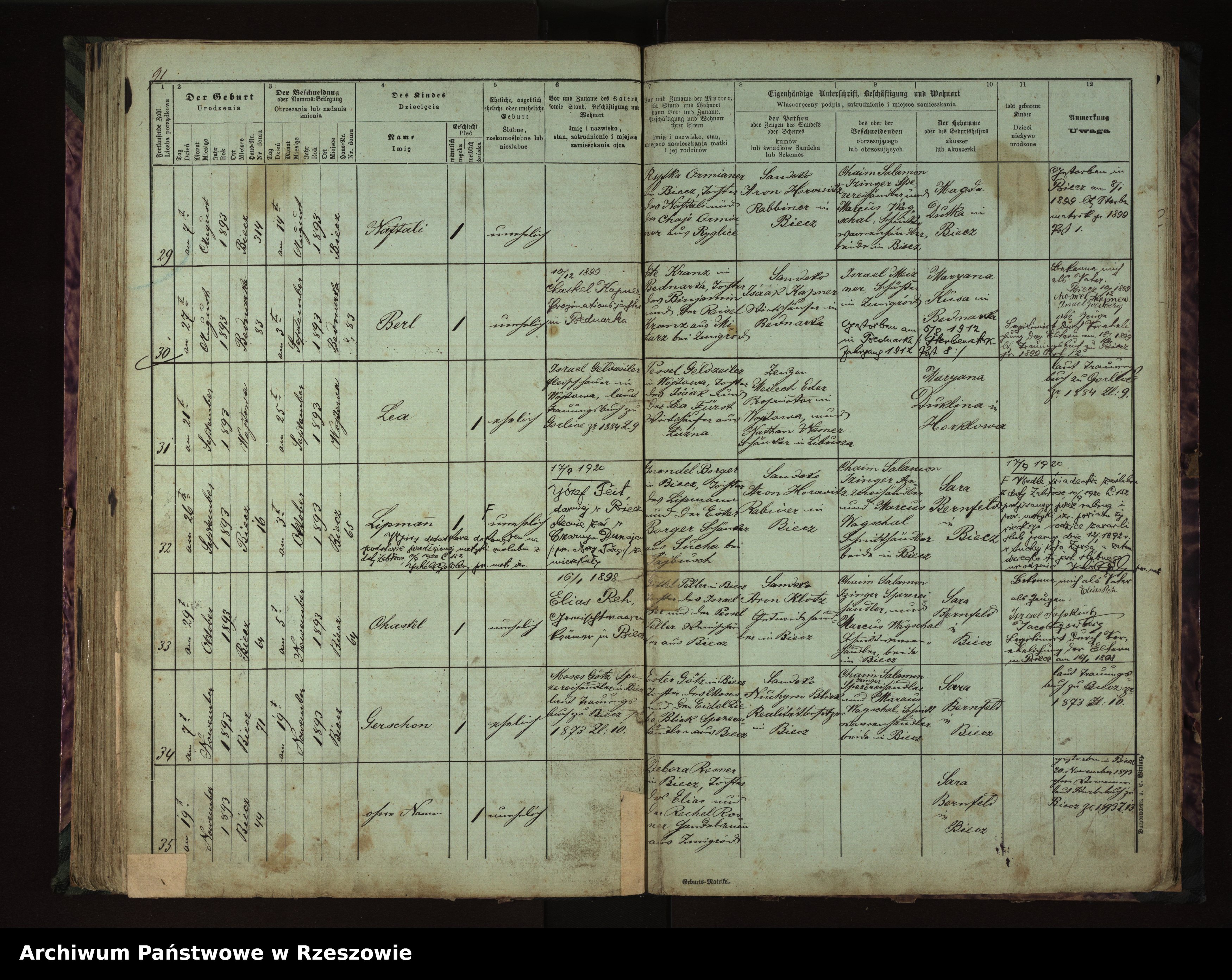 Skan z jednostki: Księga urodzeń