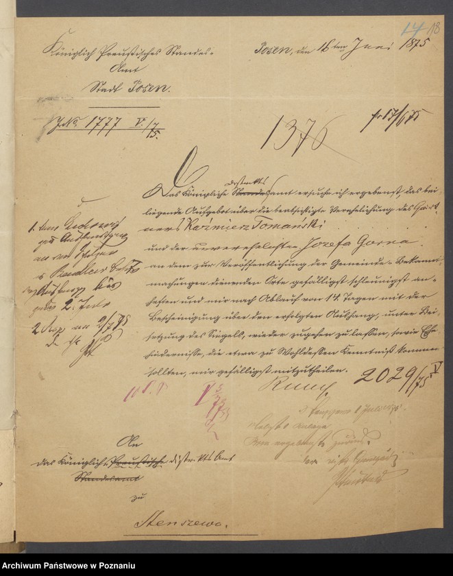 Obraz 20 z jednostki "Die von den Verlobten beigebrachten Urkunden zur Eheschliessung pro 1875"