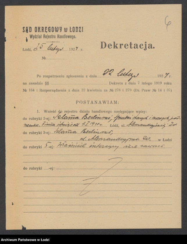 Obraz 8 z jednostki "Szlama Berliński – sprzedaż podszewek"