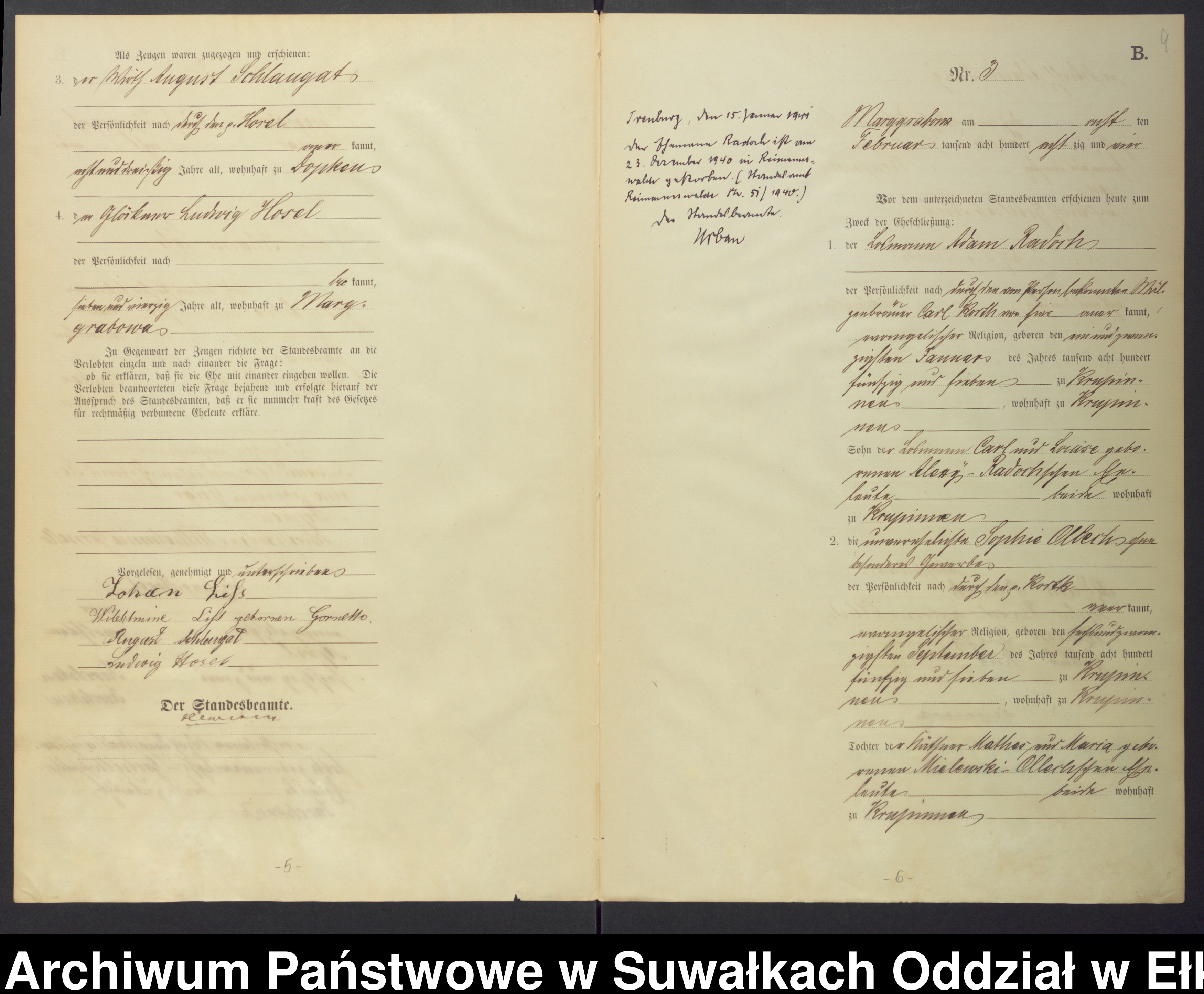 Skan z jednostki: Heiraths-Haupt-Register des Königlichen Preussischen Standes-Amtes Landgemeinde Marggrabowa Kreis Oletzko
