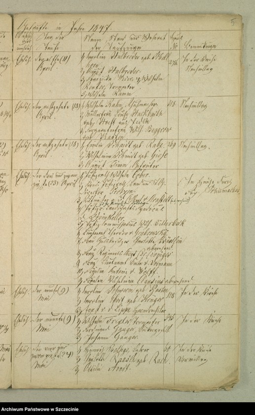 image.from.unit.number "Nachweisund der Gebornen, Getrauten und Verstorben in der Militeir Gemeinde in der Garnison zu Treptow a/R."