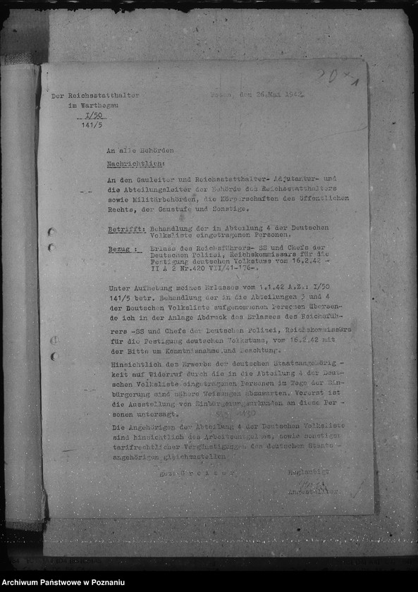 Obraz 5 z jednostki "Behandlung der angehörigen der Abteilung III und IV."