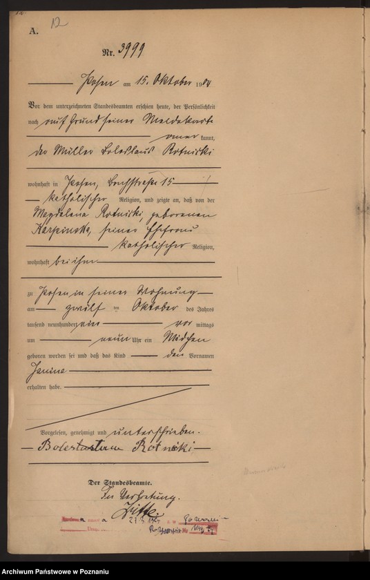 Obraz 13 z jednostki "Księga miejscowa urodzeń tom VIII"