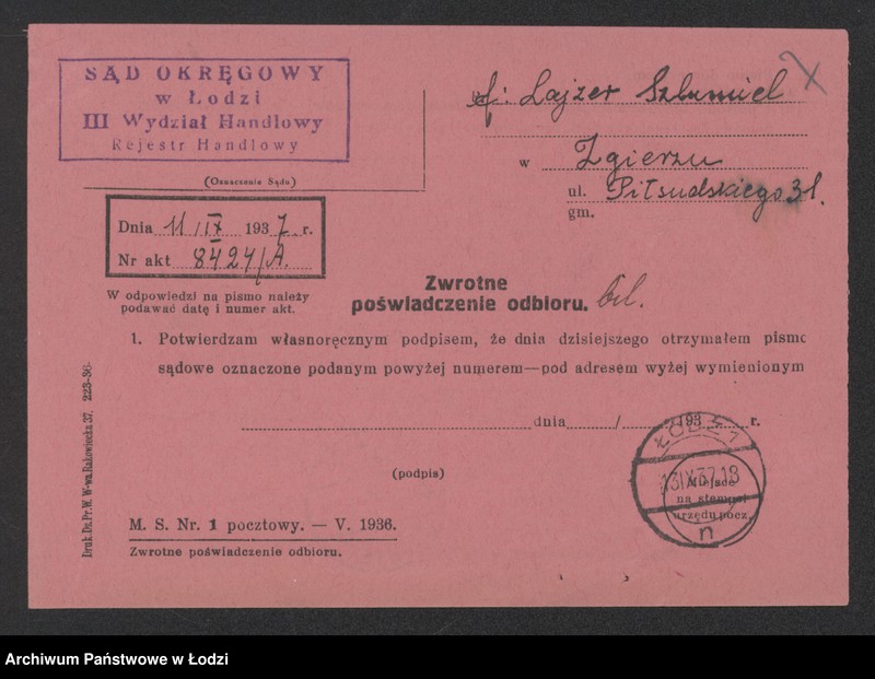 Obraz 9 z jednostki "Lajzer Szlumiel- tkalnia- Zgierz"