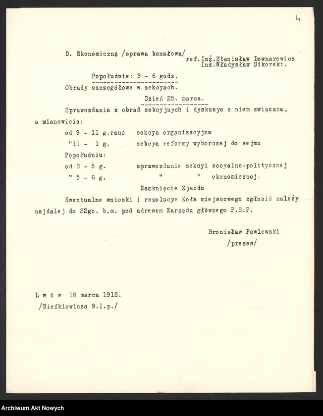 image.from.unit.number "Działalność społeczna, polityczna, i wojskowa Władysława Sikorskiego w Galicji w okresie przed wybuchem I wojny światowej. Projekty uchwał i memoriałów, korespondencja."