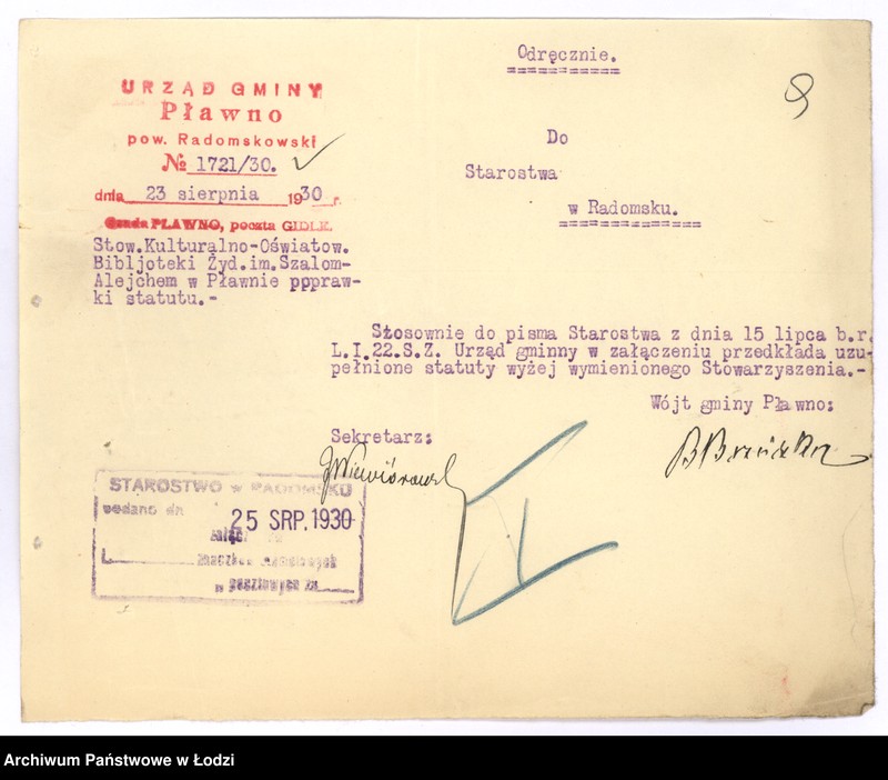 Obraz 12 z jednostki "Biblioteka Żydowska im. Szalom Alejchem w Pławnie pow. radomszczański"