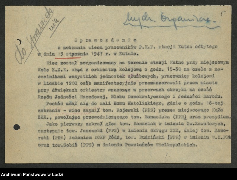 Obraz 6 z jednostki "Wybory do Sejmu okręg VIII Kutno - sprawozdania [z akcji wyborczej, wykazy uprawnionych do głosowania, składy Obwodowych Komisji Wyborczych]"