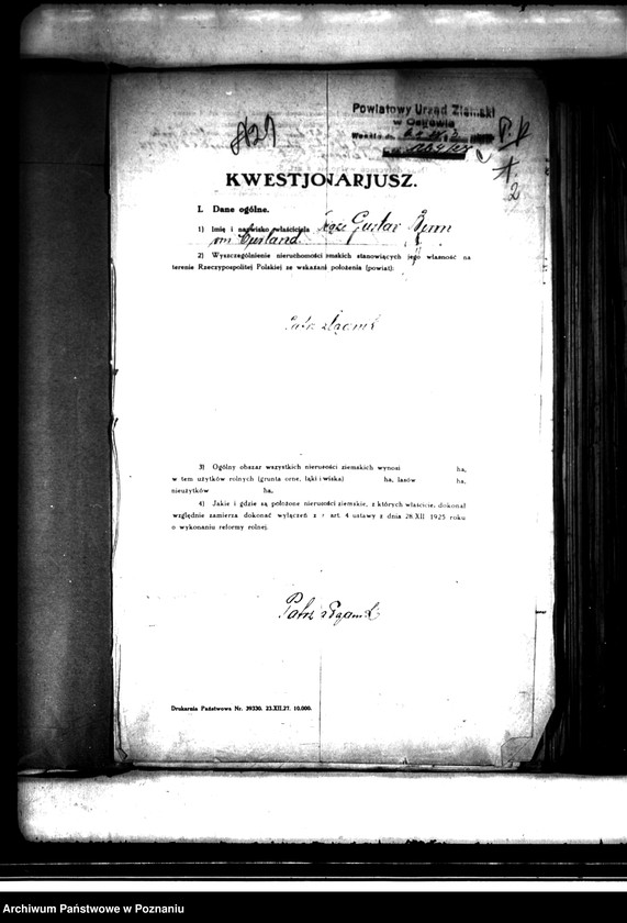 Obraz 10 z jednostki "Majątek Bralin powiatu kępińskiego wyłączenie z art. 4 i 5 ustawy o przeprowadzeniu reformy rolnej Gustaw Biron von Curland"