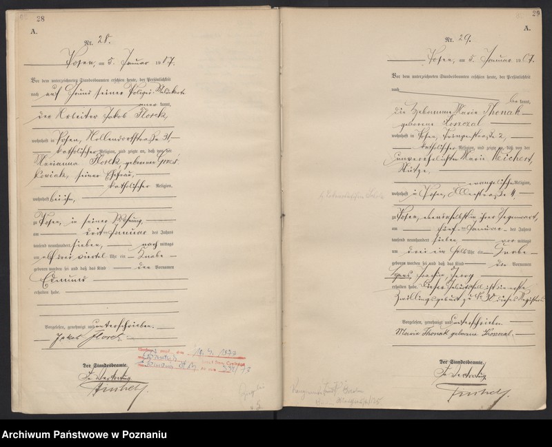 Obraz 17 z jednostki "Księga miejscowa urodzeń tom I [Rejestr główny urodzeń]"