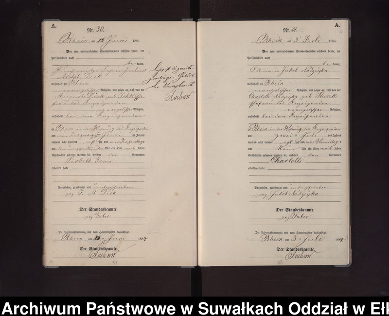 image.from.unit.number "Geburts-Neben-Register des Preussischen Standes-Amtes Rhein Kreis Loetzen"