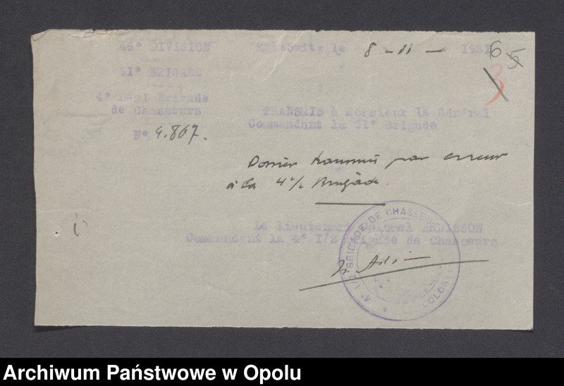 image.from.unit.number "/Korespondencja dotycząca spraw spornych: wypadki, incydenty - pisma, sprawozdania, raporty/ XI 1921"