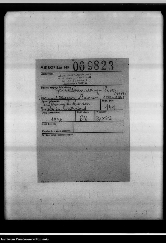 Obraz 2 z jednostki "Einführung des deutschen Rechts im Wartheland."