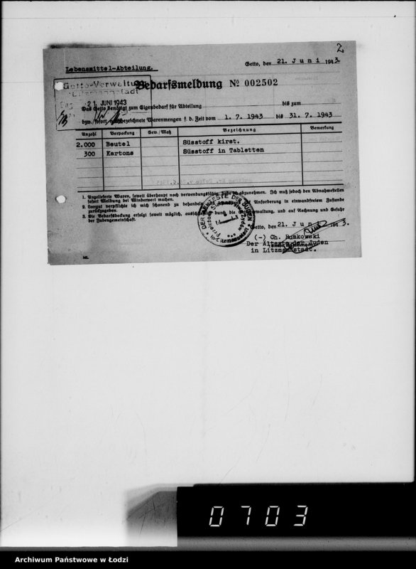 Obraz 6 z jednostki "Lebensmitteleinkauf, Aufträge, [Lieferscheinen und Rechnungen] 20721-20780"