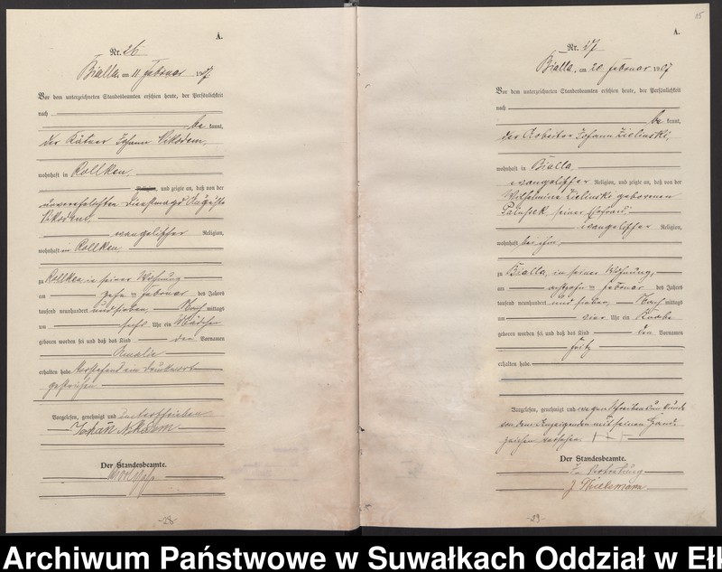 image.from.unit.number "[Geburts-Haupt-Register des Königlichen Preussischen Standes-Amtes Bialla Kreis Johannisburg]"