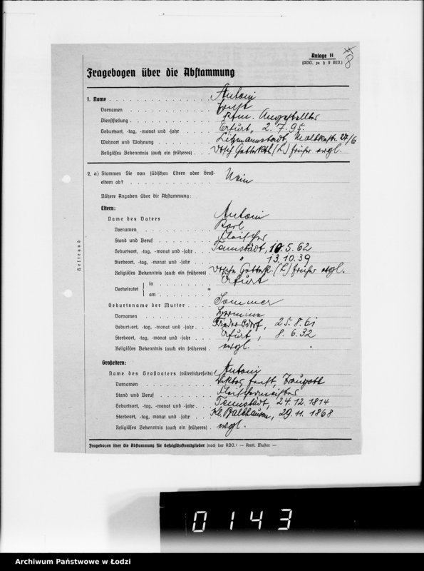 Obraz 13 z jednostki "Ausgeschiedene Angestellte. Lit.A-D"