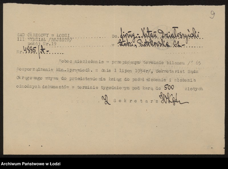 Obraz 11 z jednostki "Natan Działoszyński – sprzedaż przędzy"