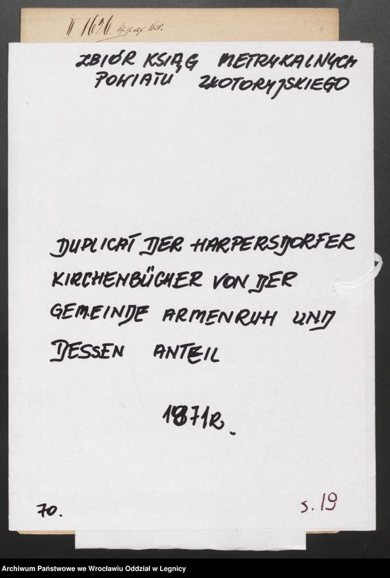 image.from.unit.number "Duplicat der Harpersdorfer Kirchenbücher von der Gemeinde Armenruh und dessen Anteil"