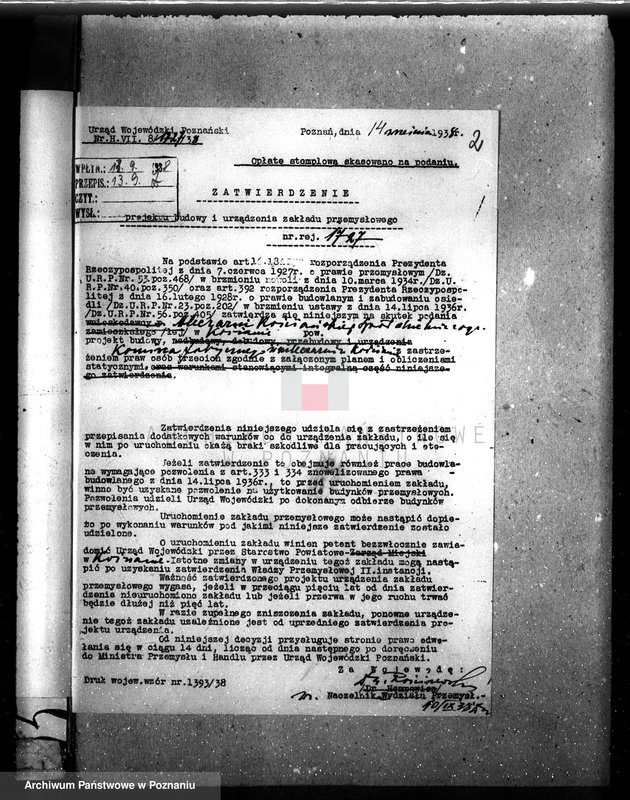 Obraz 7 z jednostki "Zatwierdzenie projektu zakładu przemysłowego / Mleczarni Spółdzielczej/ w Kościanie"