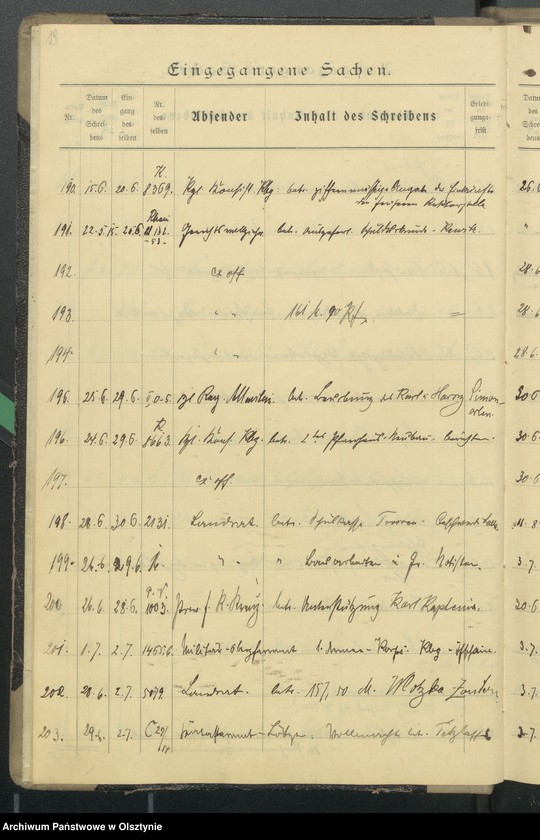 image.from.unit.number "Geschäfts Tagebuch Register der anausgegangenen Schreiben"