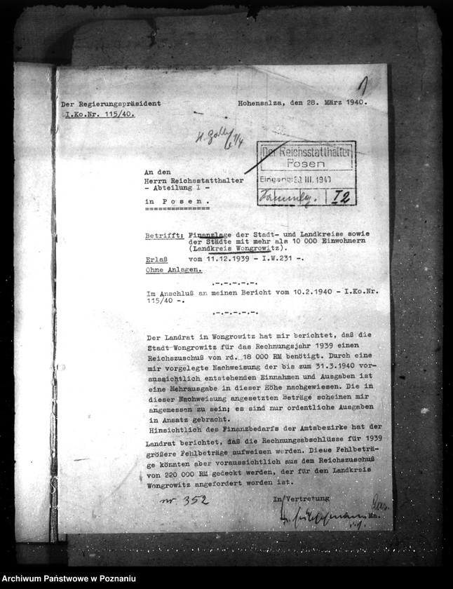 Obraz 5 z jednostki "Landkreis Kalisch- Haushaltssetzung nebst Haushaltsplan"