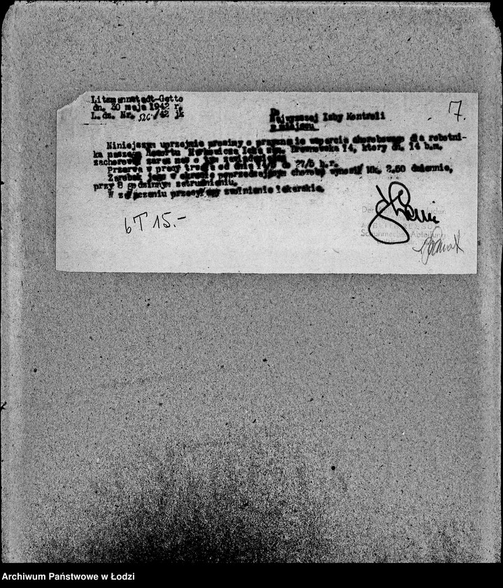 Obraz 10 z jednostki "Schuhmacher-Abteilung [Zasiłki chorobowe dla pracowników wydziału, listy pracowników, zaświadczenia lekarskie]"