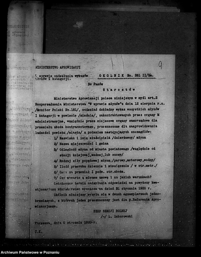 Obraz 16 z jednostki "Okólniki Ministerstwa Aprowizacji do starostw"