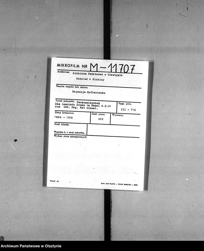 image.from.unit.number "Landrath Cranz [Friedrich Heinrich] in Memel, 8.9.01 zum Geh.[eim] Reg.[eierungs] Rat ernant"