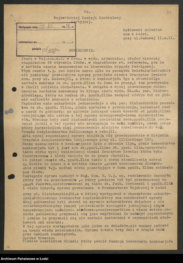 Obraz 13 z jednostki "Akta dotyczące spraw członków partii od A do C"