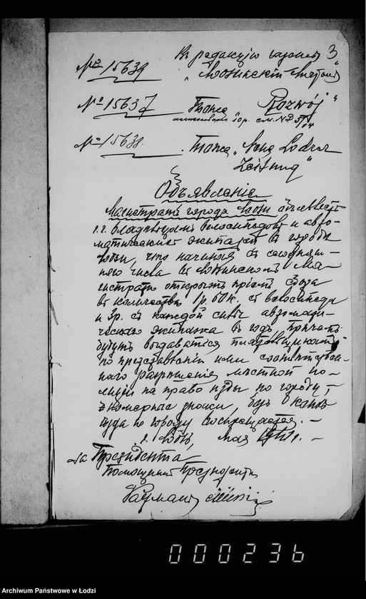 Obraz 6 z jednostki "O sbore s vladel´cev velosipedov i avtomobilej na 1910 god"