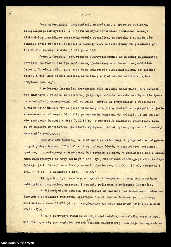 image.from.unit.number "[Kontrola Referatu Łączności Wydziału Organizacyjno - Wyszkoleniowego. Protokół, notatki.]"