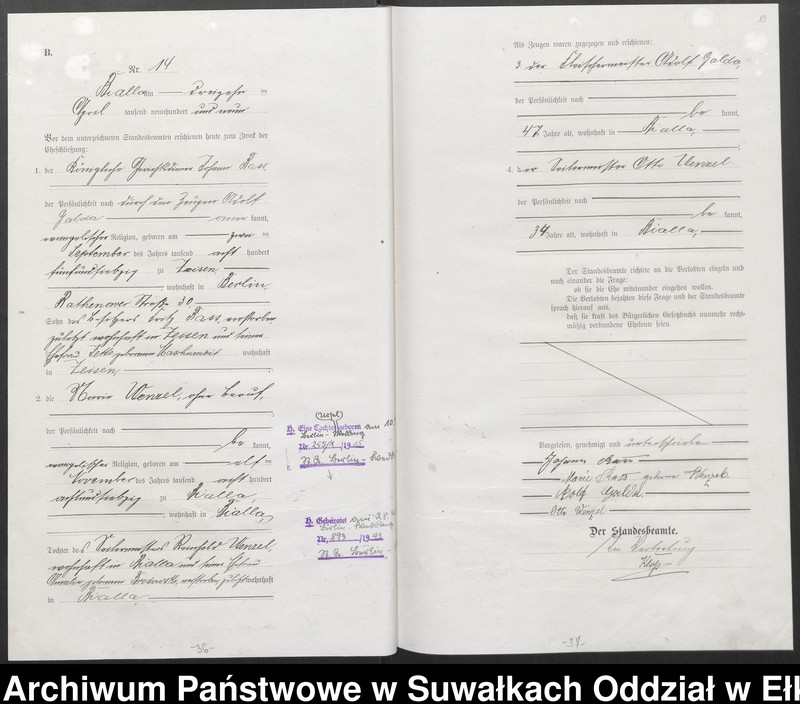 image.from.unit.number "[Heirats-Haupt-Register des Königlichen Preussischen Standes-Amtes Bialla Kreis Johannisburg]"
