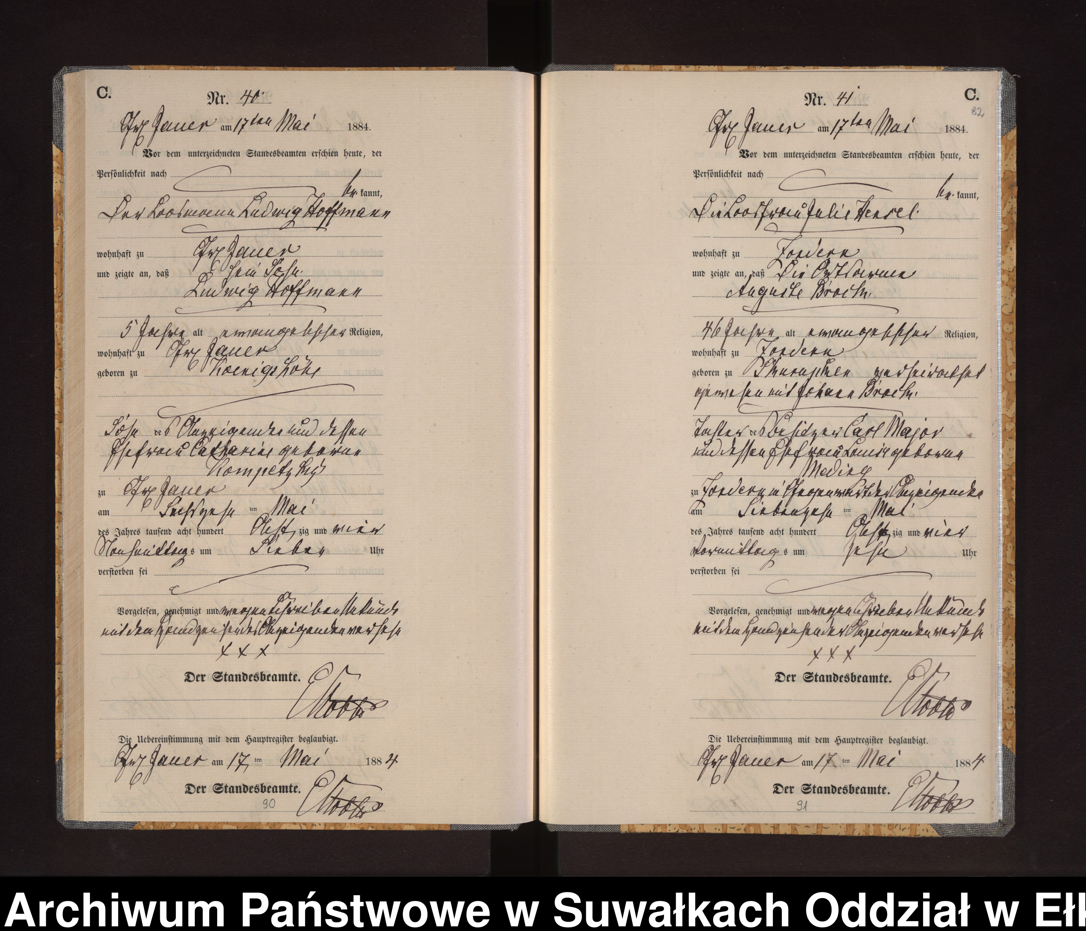 Skan z jednostki: Sterbe-Neben-Register des Königlichen Preussischen Standes-Amtes Gr. Jauer Kreis Loetzen