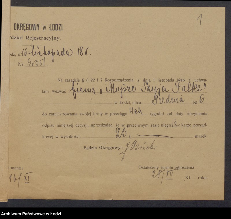 Obraz 3 z jednostki "Moszek Szyja Falke- skład skór"