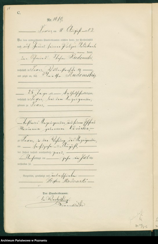 Obraz 19 z jednostki "Księga miejscowa zgonów t. IV"