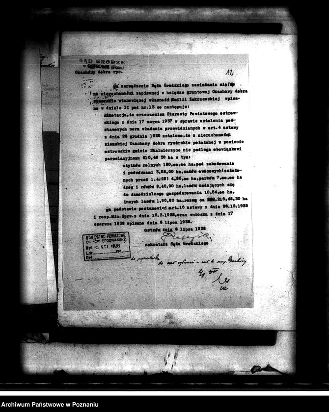 Obraz 16 z jednostki "Majątek Czachory powiatu ostrowskiego wyłączenie z art. 4 i 5 ustawy o wykonaniu reformy rolnej -Emilia Zakrzewska"