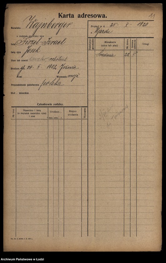 Obraz 13 z jednostki "[Spis ludności Łodzi] Wajnberger - Wajnger"